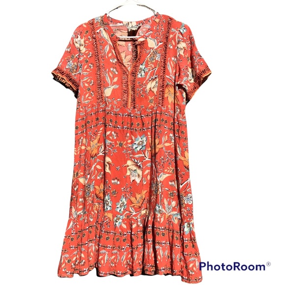 Jaase Australian Boho Floral Mini Dress Sz S/ swimsuit coverup - Picture 1 of 7